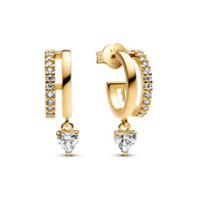 Load image into Gallery viewer, Dangling Heart Hoop Earrings