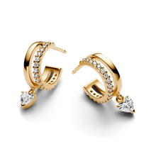 Load image into Gallery viewer, Dangling Heart Hoop Earrings