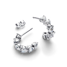 Load image into Gallery viewer, Sparkling Hearts Open Hoop Earrings