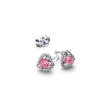 Load image into Gallery viewer, Elevated Pink Heart Stud Earrings