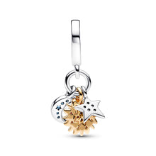 Load image into Gallery viewer, Two-tone Celestial Triple Dangle Charm