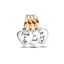 Load image into Gallery viewer, Two-tone Splittable Friendship Triple Dangle Charm
