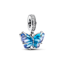 Load image into Gallery viewer, Blue Murano Glass Butterfly Dangle Charm