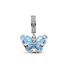 Load image into Gallery viewer, Blue Murano Glass Butterfly Dangle Charm