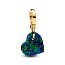 Load image into Gallery viewer, Opalescent Green Heart Dangle Charm