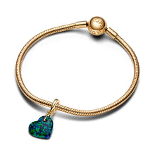 Load image into Gallery viewer, Opalescent Green Heart Dangle Charm