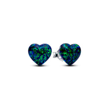 Load image into Gallery viewer, Opalescent Green Heart Stud Earrings