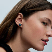 Load image into Gallery viewer, Opalescent Green Heart Stud Earrings
