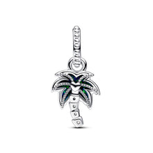 Load image into Gallery viewer, Opalescent Green Palm Tree Dangle Charm