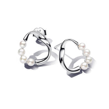 Load image into Gallery viewer, Organically Shaped Circle & Treated Freshwater Cultured Pearls Stud Earrings