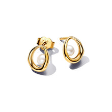 Load image into Gallery viewer, Organically Shaped Oval & Treated Freshwater Cultured Pearl Stud Earrings