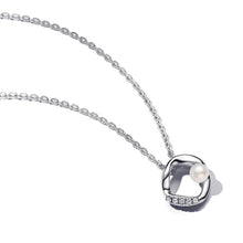 Load image into Gallery viewer, Organically Shaped Pavé Circle & Treated Freshwater Cultured Pearl Collier Necklace