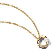 Load image into Gallery viewer, Organically Shaped Pavé Circle & Treated Freshwater Cultured Pearl Collier Necklace