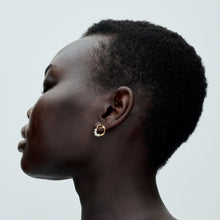 Load image into Gallery viewer, Organically Shaped Circle & Treated Freshwater Cultured Pearls Stud Earrings