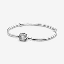 Load image into Gallery viewer, Pandora Moments Sparkling Pavé Clasp Snake Chain Bracelet