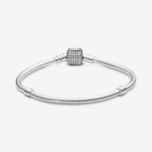 Load image into Gallery viewer, Pandora Moments Sparkling Pavé Clasp Snake Chain Bracelet