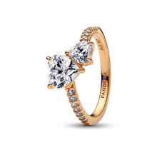 Load image into Gallery viewer, Double Heart Sparkling Ring