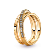 Load image into Gallery viewer, Crossover Pavé Triple Band Ring