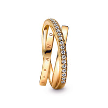 Load image into Gallery viewer, Crossover Pavé Triple Band Ring