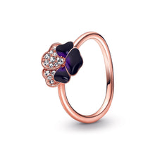Load image into Gallery viewer, Deep Purple Pansy Flower Ring
