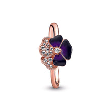 Load image into Gallery viewer, Deep Purple Pansy Flower Ring