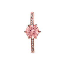 Load image into Gallery viewer, Pink Sparkling Crown Solitaire Ring