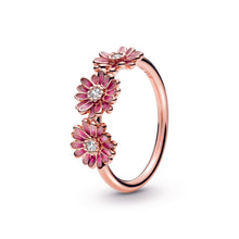 Load image into Gallery viewer, Pink Daisy Flower Trio Ring