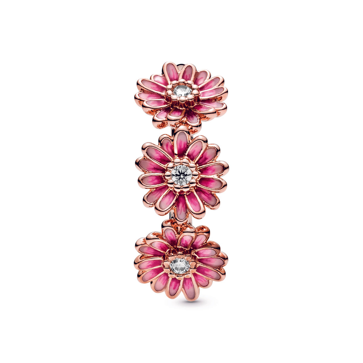Pink Daisy Flower Trio Ring
