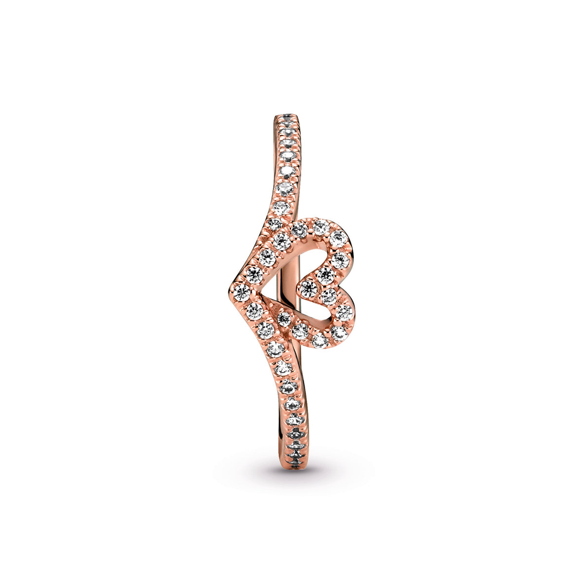 Sparkling Wishbone Heart Ring