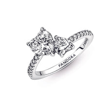 Load image into Gallery viewer, Double Heart Sparkling Ring