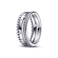 Load image into Gallery viewer, Pandora Signature Logo Pavé & Beads Ring