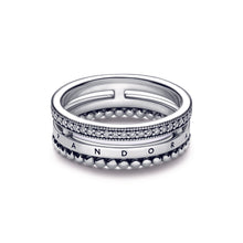Load image into Gallery viewer, Pandora Signature Logo Pavé & Beads Ring