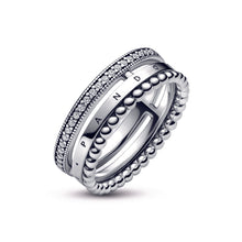 Load image into Gallery viewer, Pandora Signature Logo Pavé & Beads Ring
