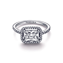 Load image into Gallery viewer, Rectangular Sparkling Halo Ring