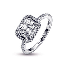 Load image into Gallery viewer, Rectangular Sparkling Halo Ring