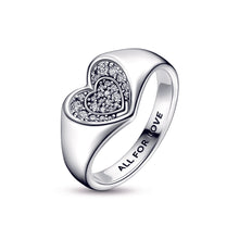 Load image into Gallery viewer, Radiant Heart Pavé Signet Ring