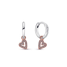 Load image into Gallery viewer, Sparkling Freehand Heart Hoop Earrings