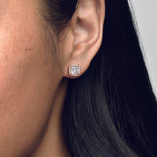 Load image into Gallery viewer, Square Sparkle Halo Stud Earrings