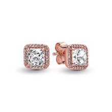 Load image into Gallery viewer, Square Sparkle Halo Stud Earrings
