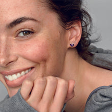 Load image into Gallery viewer, Deep Purple Pansy Flower Stud Earrings