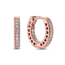 Load image into Gallery viewer, Pavé Heart Hoop Earrings