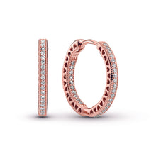 Load image into Gallery viewer, Sparkle & Hearts Hoop Earrings
