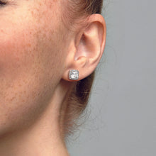 Load image into Gallery viewer, Square Sparkle Halo Stud Earrings