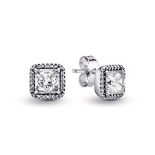 Load image into Gallery viewer, Square Sparkle Halo Stud Earrings