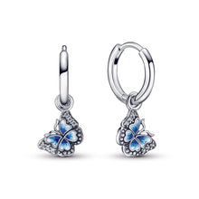 Load image into Gallery viewer, Blue Butterfly Hoop Earrings