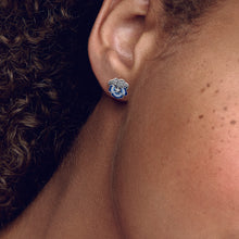 Load image into Gallery viewer, Blue Pansy Flower Stud Earrings