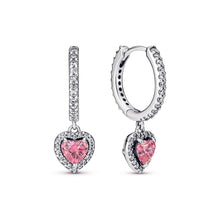 Load image into Gallery viewer, Sparkling Halo Heart Hoop Earrings