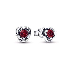 Red Eternity Circle Stud Earrings