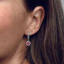 Load image into Gallery viewer, Red Round Sparkling Hoop Earrings