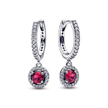 Load image into Gallery viewer, Red Round Sparkling Hoop Earrings